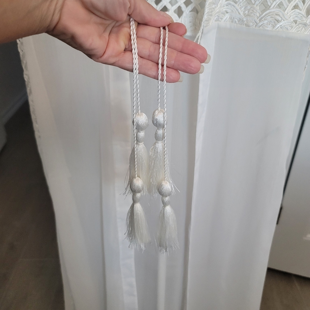 🆕️ H&M Longline Semi-Sheer Tassel Tie Front Duster Kimono Robe - Size M/L - Picture 6 of 11